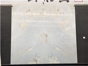 Translucent Book Matched Blue Sky Quartzite Panels for Interior Design