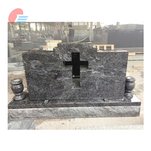 Bahama Blue Granite Monument with Cross Cut Out