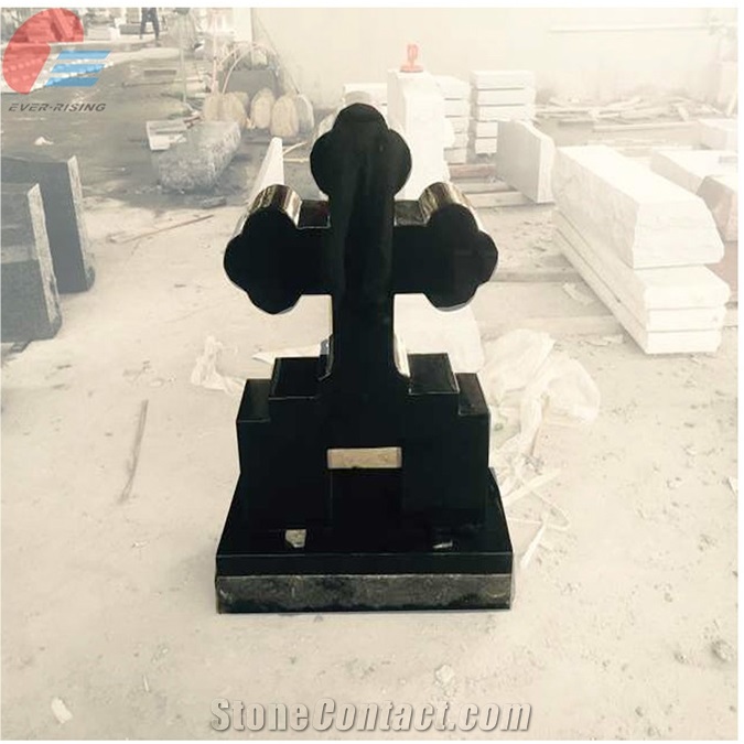 China Shanxi a Black Granite Monument with Cross on Top