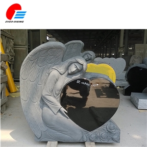 China Shanxi Jet Black Angel Carving Heart Monument Rose China Shanxi Jet Black Angel Carving Heart Monument Rose