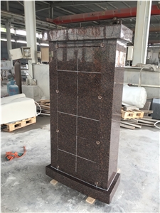 Dakota Mahogany Granite Curved Columbarium With Rosettes