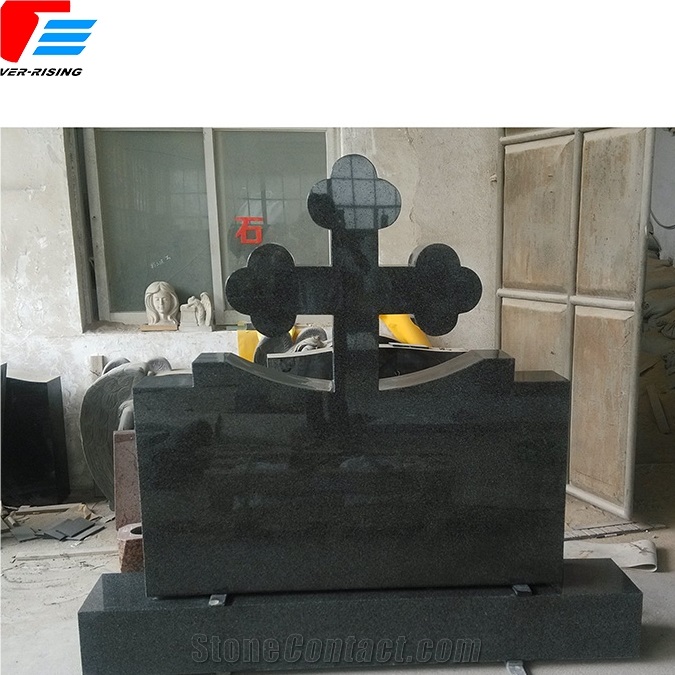 Dark Gray G654 Impala Granite Cross Monument