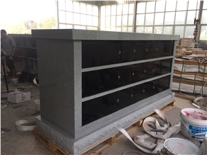 G633 Gray Columbarium with Black Shutters, Aluminum Cover, Rosettes