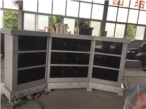 G633 Gray Granite Columbarium with Black Shutter, Inner Aluminum Cover