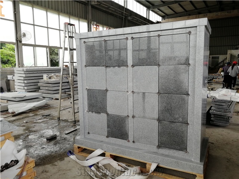 G633 Gray Granite Columbarium With Gray Shutter And Rosettes