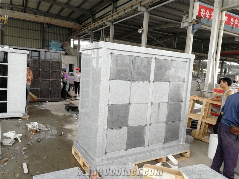 G633 Gray Granite Columbarium With Gray Shutter And Rosettes
