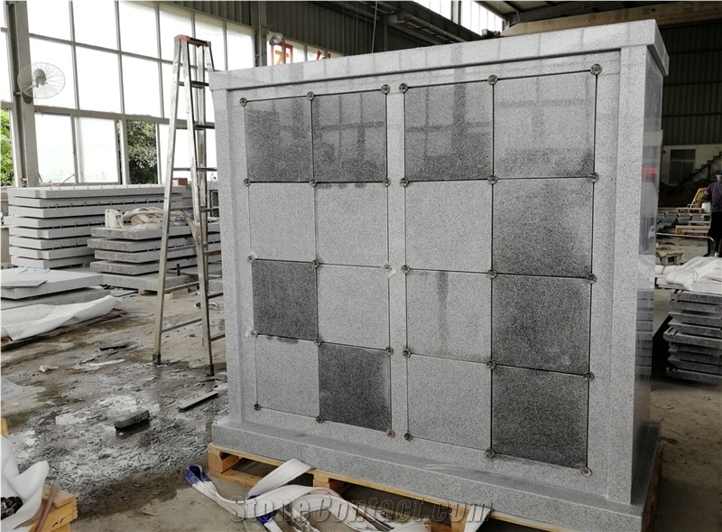 G633 Gray Granite Columbarium With Gray Shutter And Rosettes