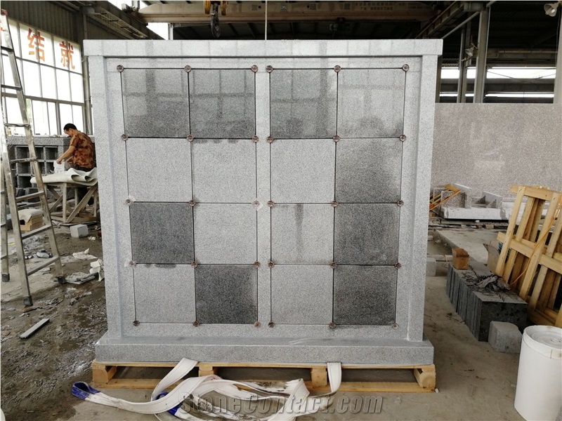 G633 Gray Granite Columbarium With Gray Shutter And Rosettes