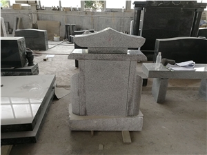 G633 Light Gray Granite Pagoda Monument With Wing Asian Tombstone