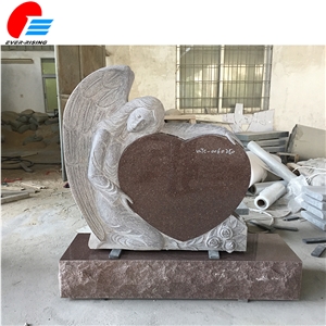 Imperial Carmine Rose Angel Carving Heart Monument with Rose Imperial Carmine Rose Angel Carving Heart Monument with Rose