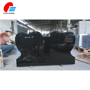 Jet China Shanxi a Black Granite Double Heart Monument