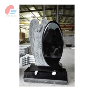 Jet Shanxi a Black Granite Wing Leaning Angel Heart Custom Monument