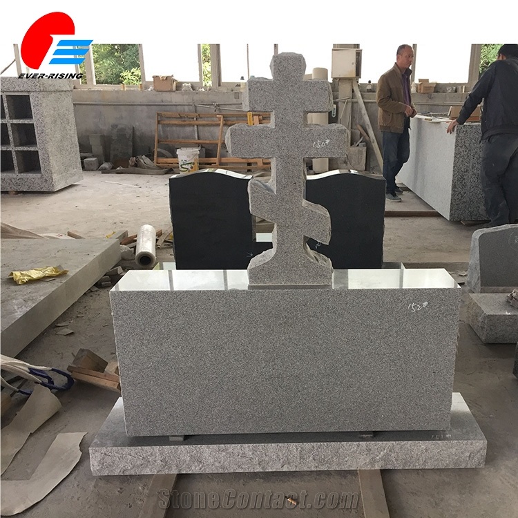 Light Gray G633 Granite Top Cross Monument
