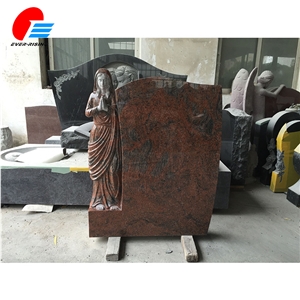 Multi Color Red Granite Angel Polished Monument