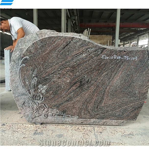 Paradiso Granite Flower Carved with Leaf Monument
