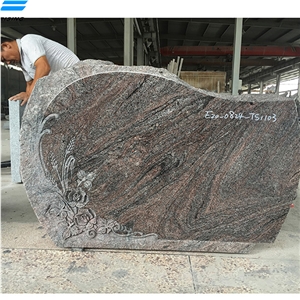 Paradiso Granite Flower Carved with Leaf Monument