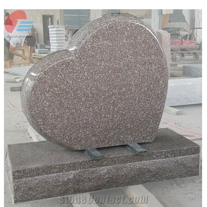 Seashell Pink G 663 Grantie Heart Shaped with Round Ends Monument