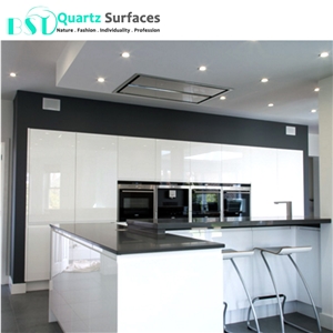 Affordable Crystal Grey Quartz Countertops with White Cabinets
