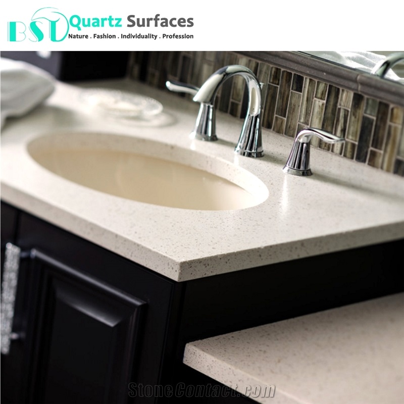 Crystal White Solid Surface Composite Quartz Countertop