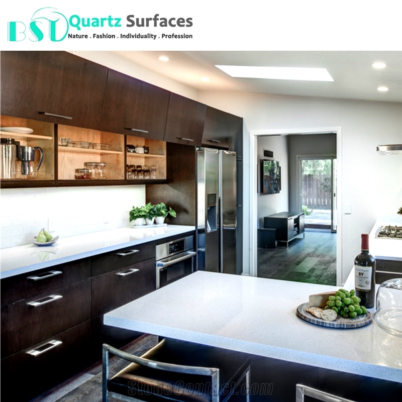 Crystal White Solid Surface Composite Quartz Countertop