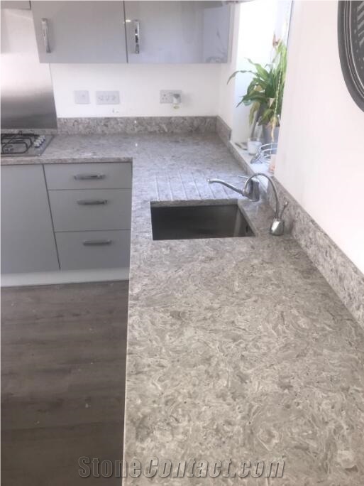 White Marble Like Quartz Stone Slab Quartz Sheet in Guangdong