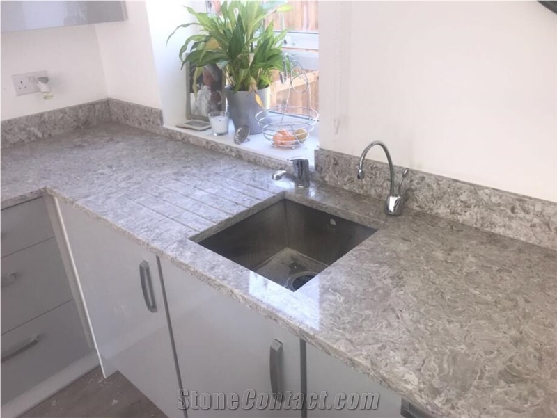 White Marble Like Quartz Stone Slab Quartz Sheet in Guangdong