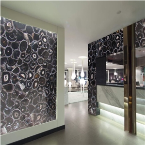 Chinese Beautiful Large White Black Agate Wall Slabs Tiles