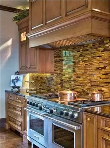 Yellow Blue Tiger Eye Semiprecious Stone Laminated Slab, Tiles