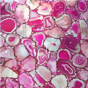 Backlit Pink Agate Stone,Pink Semiprecious Gem Stone Slabs .For Countertop