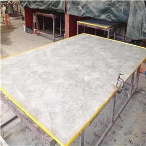 Backlit Pure White Agate Jade Stone Slabs,White Semiprecious Jasper Stone Slab