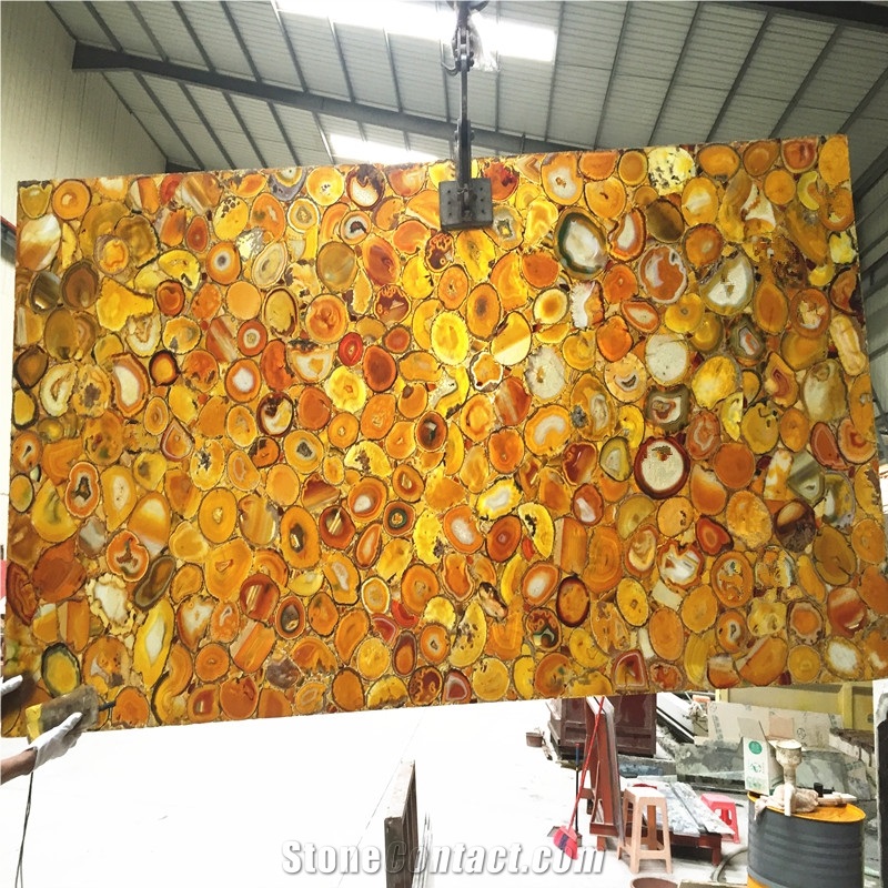 Backlit Yellow Onyx Gemstone Slab,Yellow Semiprecious Stone Agate Slab