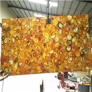 Backlit Yellow Onyx Gemstone Slab,Yellow Semiprecious Stone Agate Slab