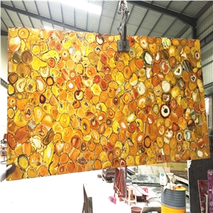 Backlit Yellow Onyx Gemstone Slab,Yellow Semiprecious Stone Agate Slab