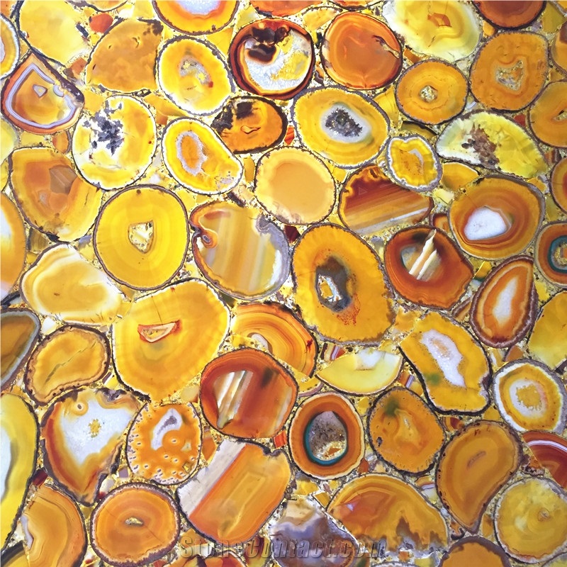 Backlit Yellow Onyx Gemstone Slab,Yellow Semiprecious Stone Agate Slab