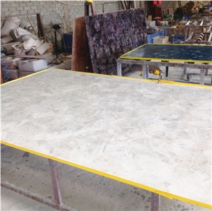 Natural Stone Crystal White Semiprecious Stone Slabs Wall Panel Tiles