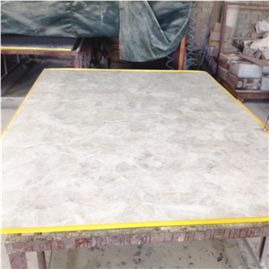 White Color Quartz Semiprecious Stone Slabs
