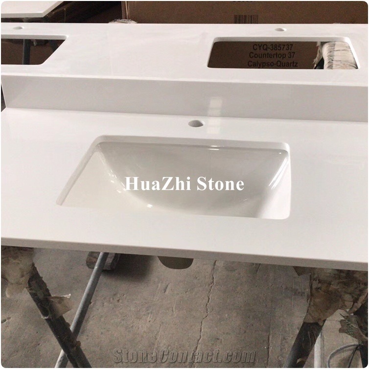 White Quartz Sinks Corian Basin Quartz Stone Top Washroom Backsplash