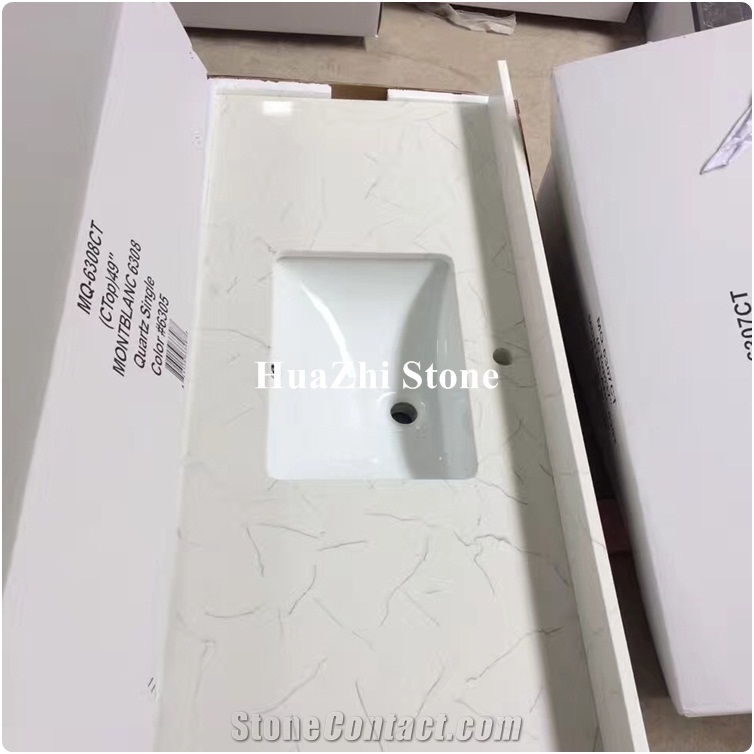 White Quartz Sinks Corian Basin Quartz Stone Top Washroom Backsplash