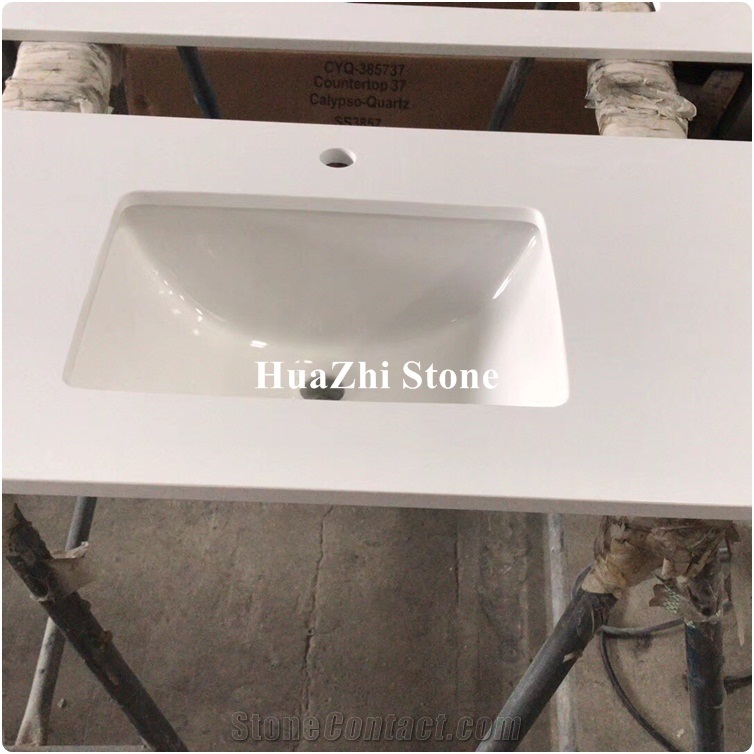 White Quartz Sinks Corian Basin Quartz Stone Top Washroom Backsplash