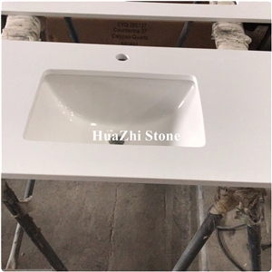 White Quartz Sinks Corian Basin Quartz Stone Top Washroom Backsplash