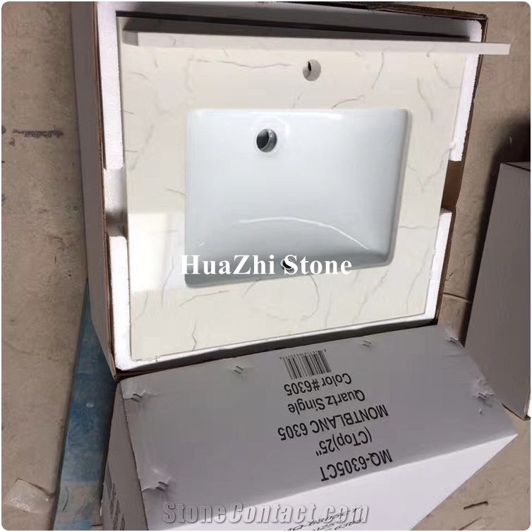 White Quartz Sinks Corian Basin Quartz Stone Top Washroom Backsplash