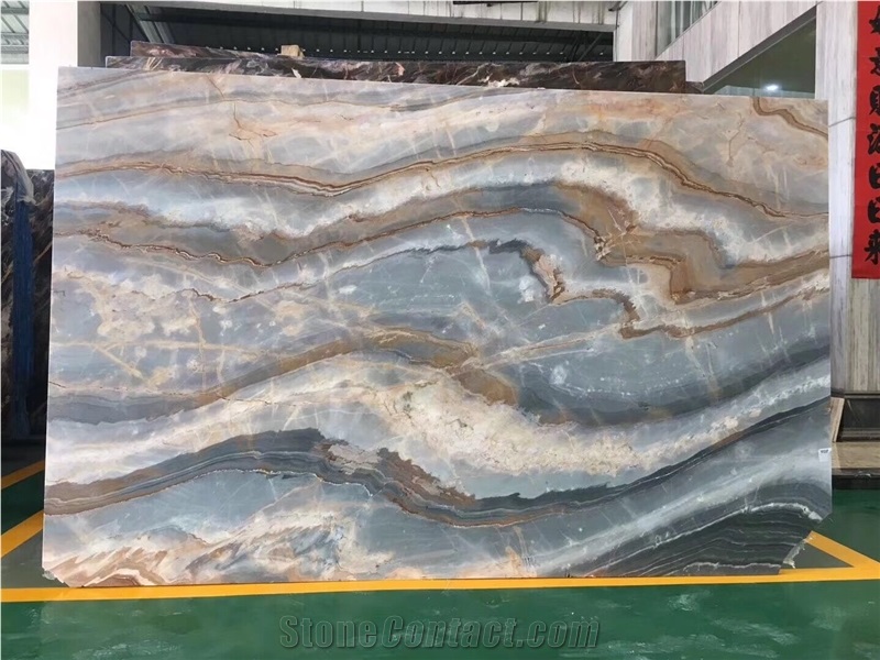 Sky Blue Onyx Slab & Tile,Polished Blue Onyx Slab for Floor Covering