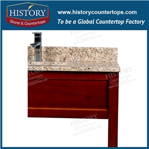 Chinese Prefab Countertop Brown Granite Bathroom Vanity Top