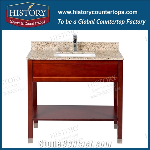 Ngj065 Giallo Ornamental Granite Solid Wood Paint and Composite Board Vanities Hotel