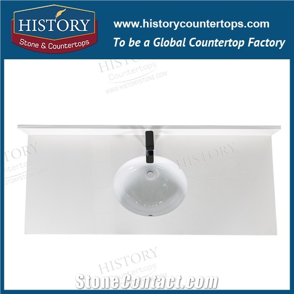 Nq2006 Blizzard Quartz Hotel Vanity Tops Pure White Quartz Factory Price Ease Maintain