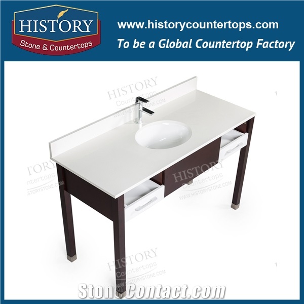 Nq2006 Blizzard Quartz Hotel Vanity Tops Pure White Quartz Factory Price Ease Maintain