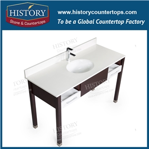 Nq2006 Blizzard Quartz Hotel Vanity Tops Pure White Quartz Factory Price Ease Maintain