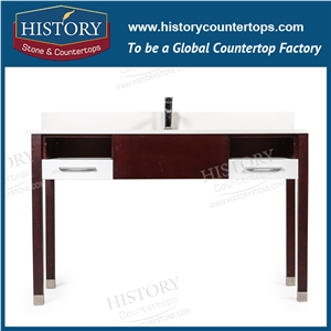 Nq2006 Blizzard Quartz Hotel Vanity Tops Pure White Quartz Factory Price Ease Maintain