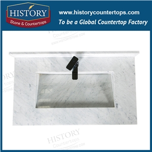White Marble Bianco Carrara with One 4" Backsplash Bathroom Tops