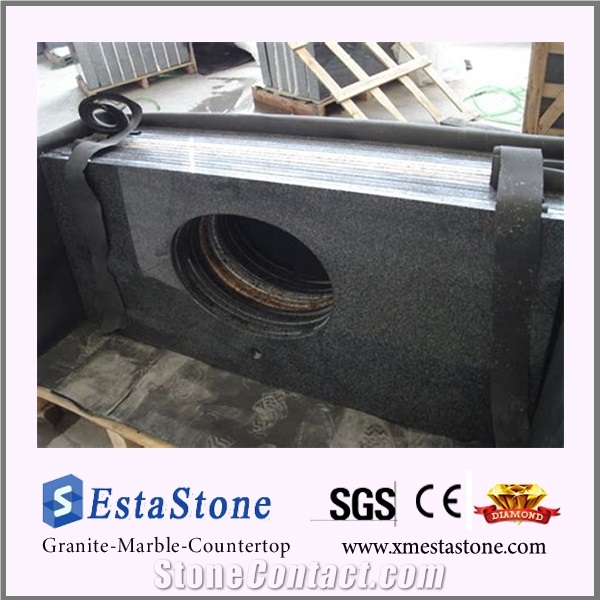 China Impala Dark Grey G654 Granite Bathroom Vanity Top with Sink Cut